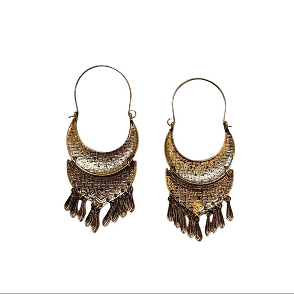 Bronze/gold tone boho dangle earrings NEW - Picture 2 of 2